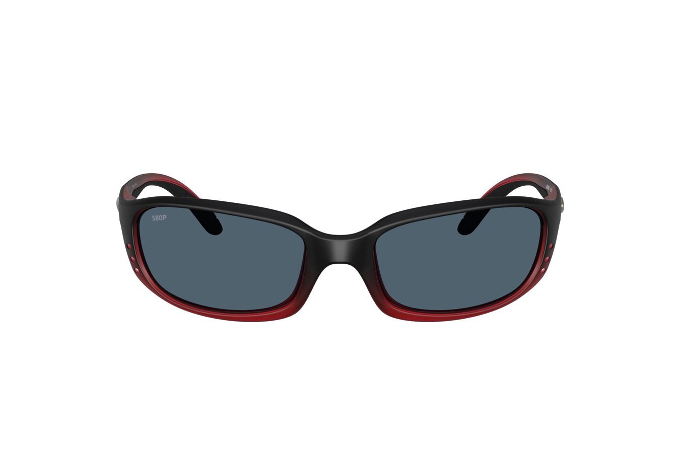 COSTA DEL MAR Brine Sunglasses with Red Sky Frame and Gray Polarized Lenses